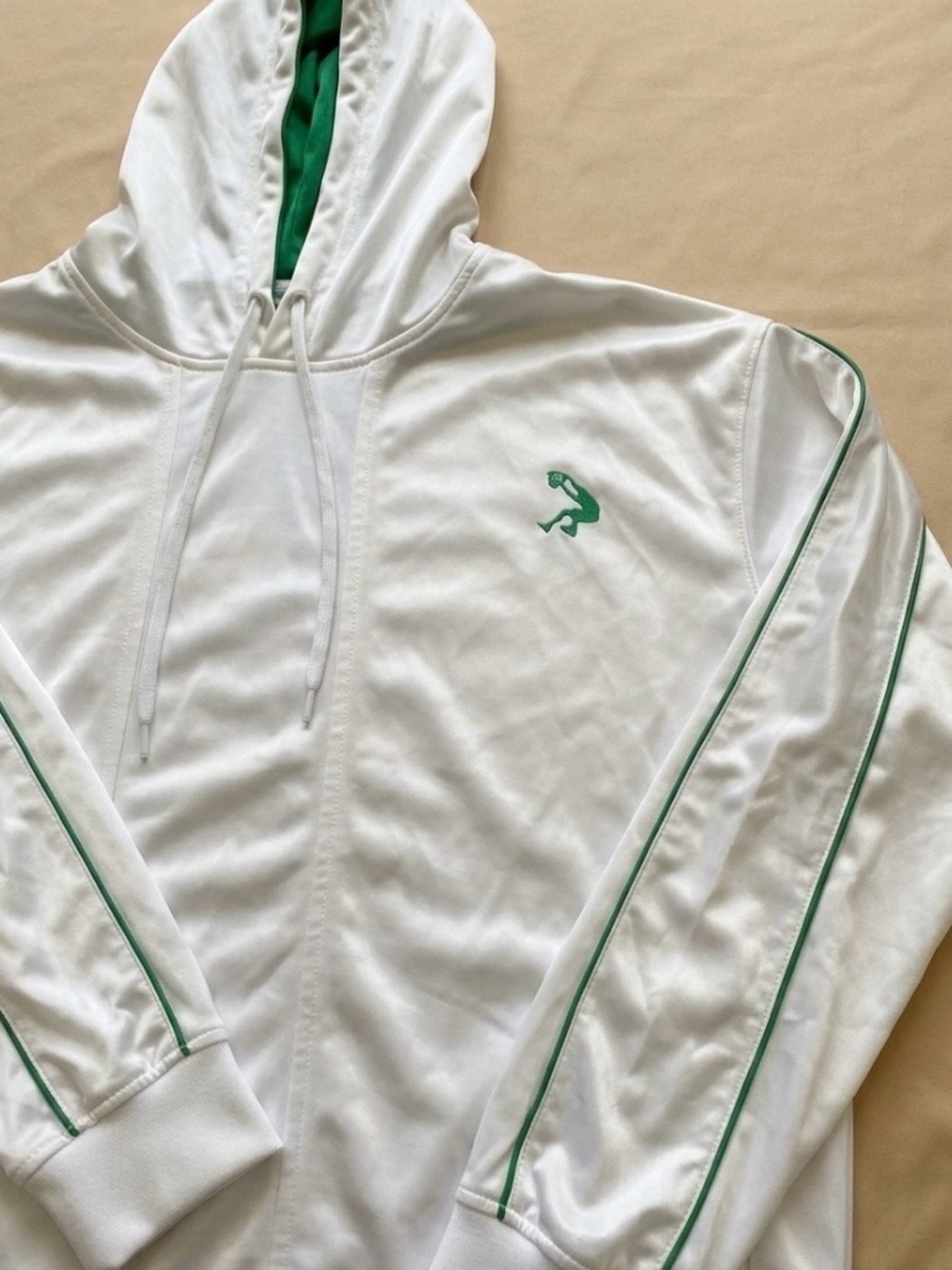 And1 White Hooded Swim Rash Guard with Green Accents